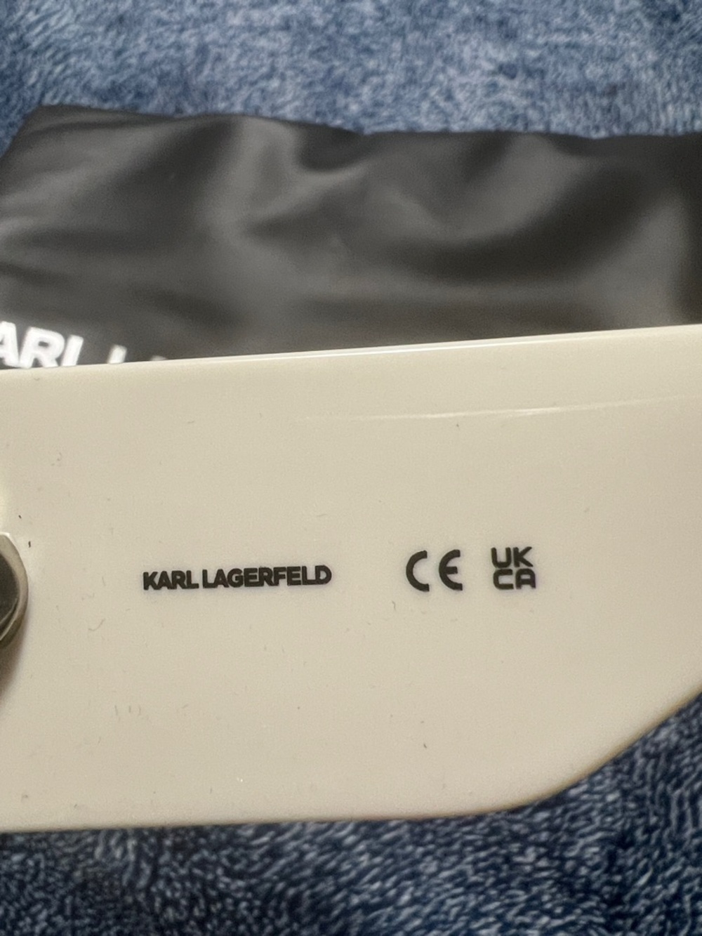 Karl Lagerfeld White Frame Shield Sunglasses with Gray Lens NWOT - Picture 5 of 6